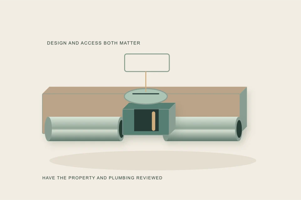 Conceptual illustration of a valve installed in an accessible floor section