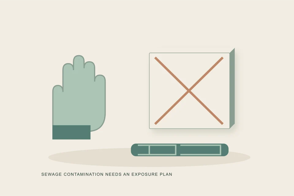 Conceptual illustration of protective gloves sealed boundary and eye protection specimens